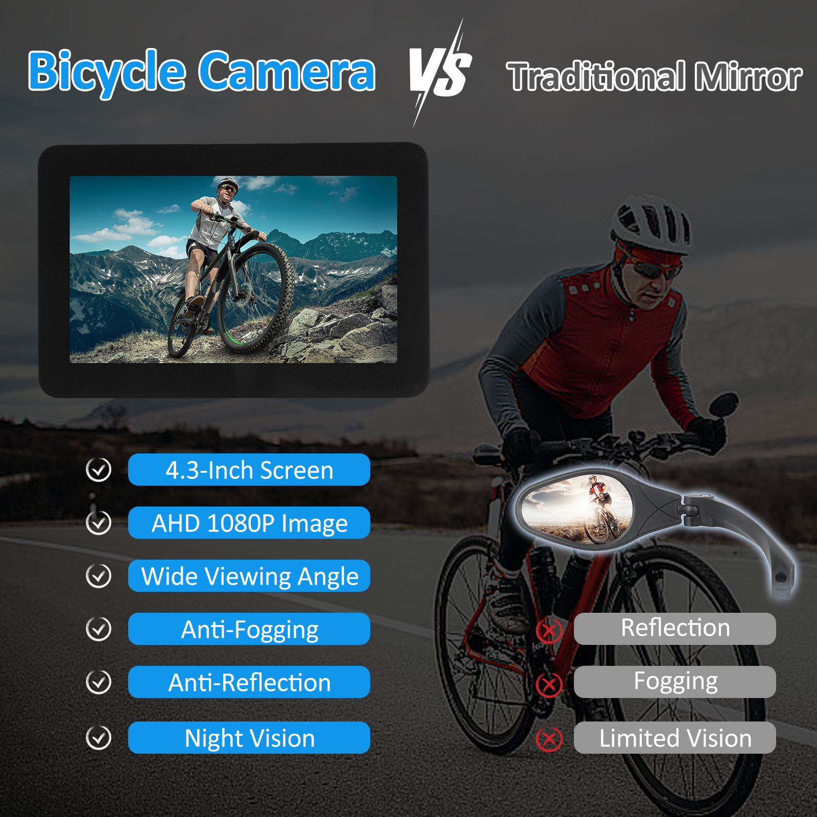 Handlebar Bike Mirror, 1080P R - Cycling Zones avis et prix