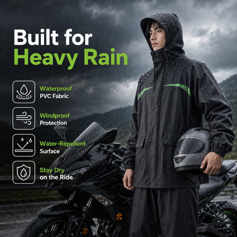 Unisex 2-Piece Waterproof Cycl - Cycling Commuter Rain Jacket avis et prix