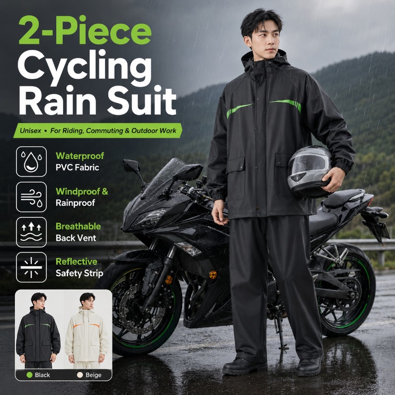 Unisex 2-Piece Waterproof Cycl - Cycling Commuter Rain Jacket avis et prix